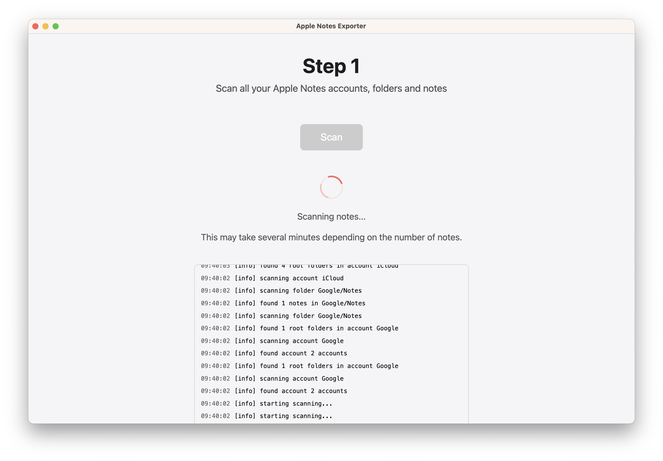 Apple Notes Exporter - Note Selection Interface